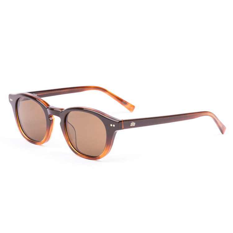 Sito Shades Elio Mens Sunglasses handcrafted from Plant Based acetate in Tan Gradient with polarised lenses - side view