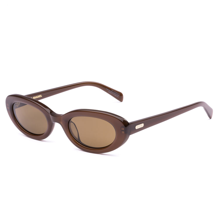 Brown sunglasses with a white background