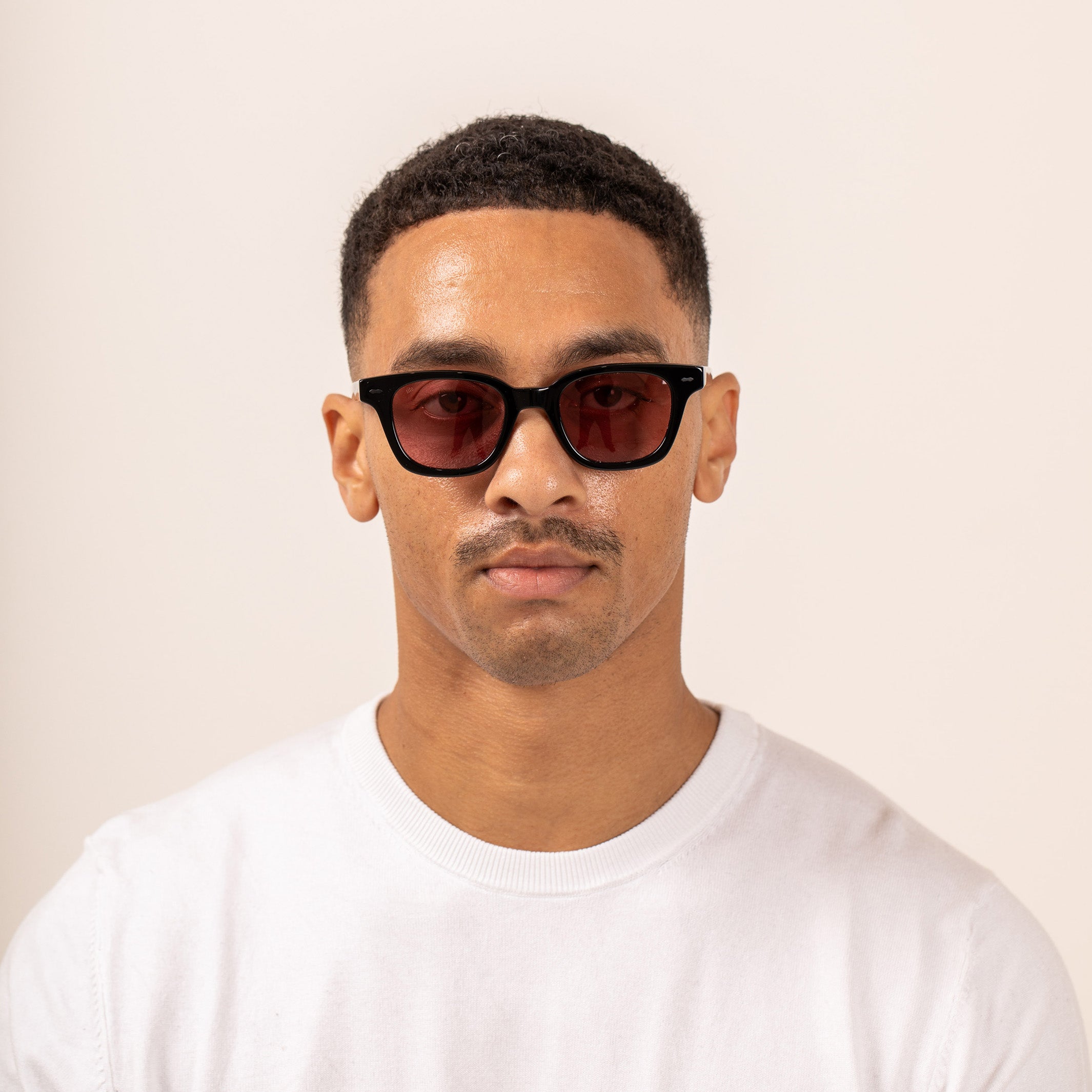 Sito Shades Australian Designed Ryker Sunglasses Frame made from Plant Based Acetate in Black with Rosewood Lenses featured on model